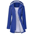 thumbnail image 1 of Gabardina impermeable LOMON con capucha larga para mujer, azul XL, 1 of 6