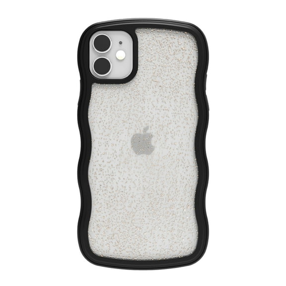 onn Wavy Grip Phone Case for iPhone 11 / iPhone XR - Black/Gold Glitter