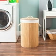 thumbnail image 2 of Home Basics Round Foldable Bamboo Hamper, Natural, 2 of 6
