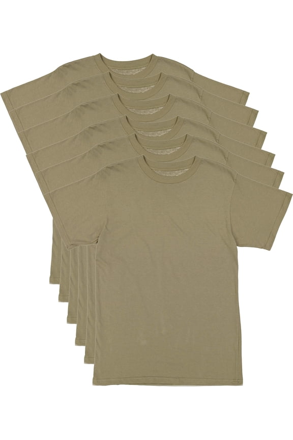 AR 670-1 Army Compliant Coyote Brown Mens Military T-Shirt Poly Cotton MultiCam OCP Uniform Approved 6-Pack (CoyoteBrownAr-670-1, XX-Large)