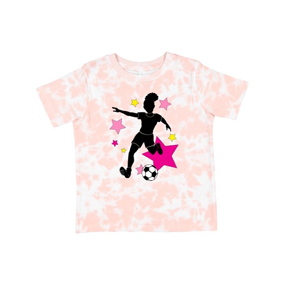 Inktastic Girl Playing Soccer Pink and Yellow Stars Girls Toddler T-Shirt
