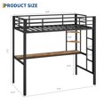 thumbnail image 2 of Lit Mezzanine en Métal Format Simple avec Bureau Intégré et Étagères de Rangement, Lit Superposé en Acier Robuste avec Garde-Corps et Échelle, Gain de Place pour Enfants Adultes Chambre Dortoir, Blanc Noir, 2 of 7