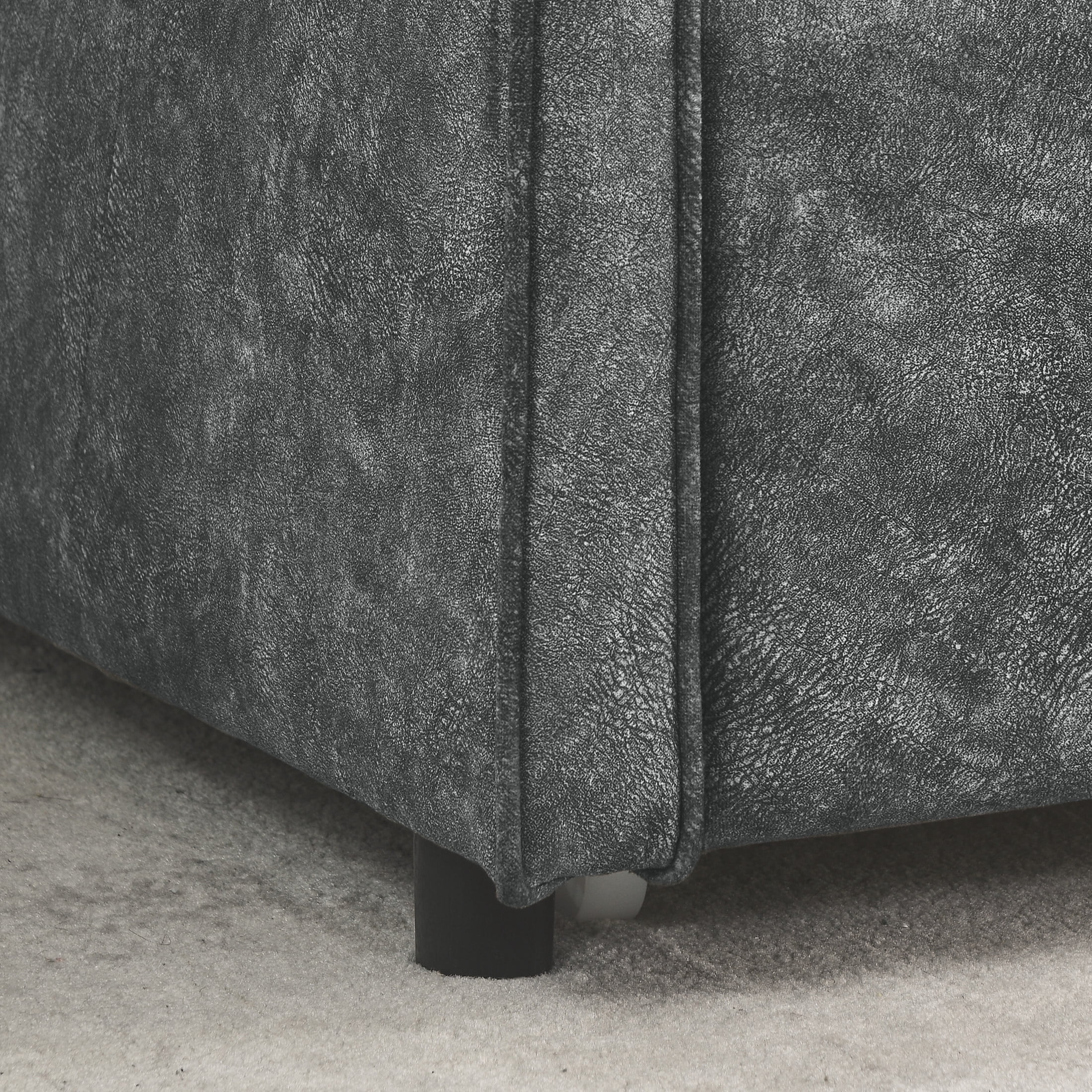 Noble House Veltria Twin Size Daybed, Upholstered Tufted Sofa Bed with Rolling Hidden Trundle, Waved Shape Arms, Gray