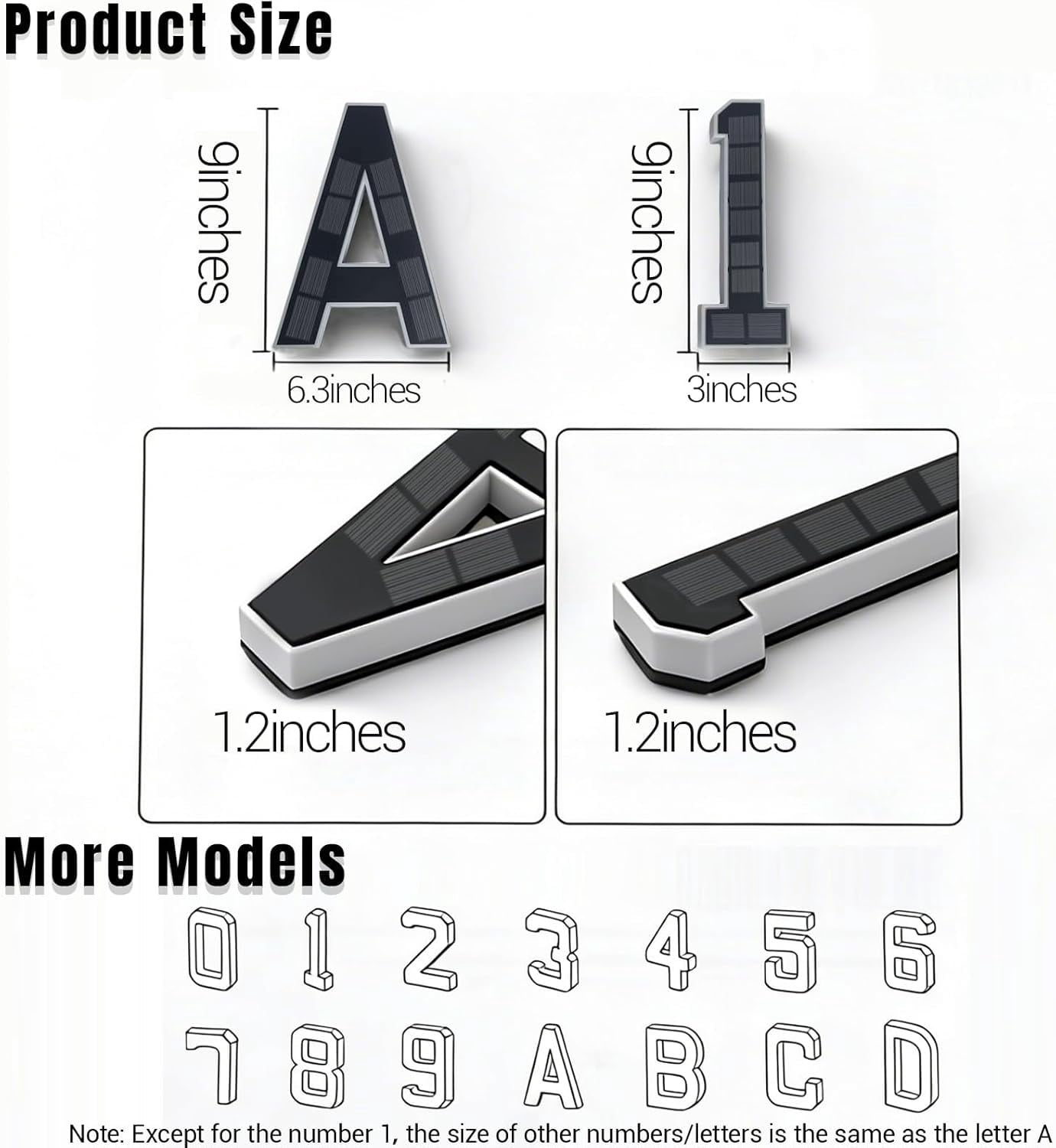 9" Solar Powered House Numbers for Outside, DIBMS 300LM Large Modern Backlit Address Signs Auto Light Up, Waterproof Illuminated for Exterior, Home, Door, Apartment, Mailbox, Garages