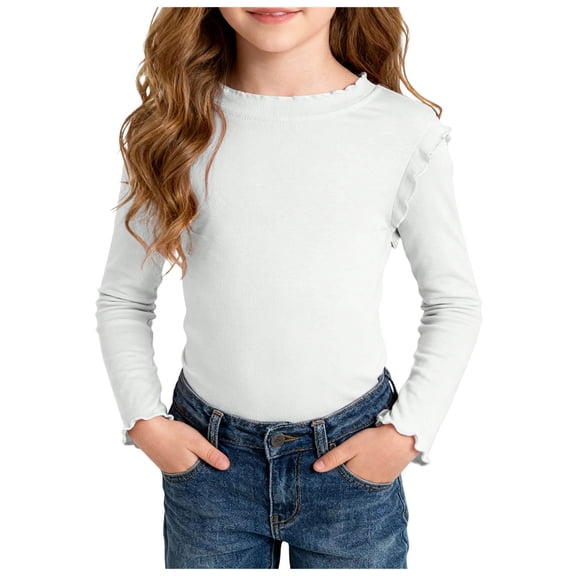 GCETTIC Girls Shirt Toddler Boys Girls Shirts Long Sleeve Tee Kids Tops White Size,3-4 Years