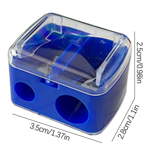 Manual de Afiladores de Lápiz,Planeador de Pluma de Afilador de Lápiz de Estudiante de Doble Agujero,Afiladores Transparentes de Plástico de 3.5x2.8x2.5cm,Contenedor de Vidrios a Prueba de Fugas,Peque