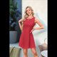 thumbnail image 5 of Vestido Mini de Fiesta con Cuello Redondo y Mangas , Color Rojo, Talla L, 5 of 6