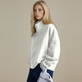 thumbnail image 5 of Hpapadks Sweatshirt for Women Quarter Zip Stand Collar Long Sleeve Solid Casual Loose Fit Tops Hoodies for Women White XXL, 5 of 7