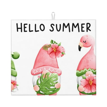 

Pofeuu Hello Summer Gnome Print Ultra Water Absorbent Microfiber Dish Drying Mat Drying Mat for Kitchen Kitchen Counter Accessories