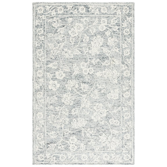 SAFAVIEH Capri Serenity Floral Wool Area Rug, Blue/Ivory, 4' x 6'