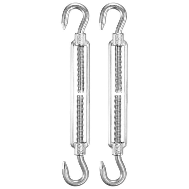 Uxcell 2-Pack Tensor Gancho y Gancho, M8 Acero Inoxidable Tensores Pesados Ajustables para Cuerda