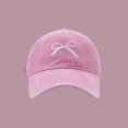 thumbnail image 3 of Bibifish Womens Black Washed Baseball Cap White Bow Embroidery Baseball Cap Vintage Style Adjustable Casual Daily & Travel Trensy Cap, 3 of 3