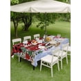 thumbnail image 3 of Outdoor Tablecloth with Umbrella Hole and Zipper, Red Plaid Snowman Christmas Rectangle Table Cloth 60x120 Inch Waterproof Tablecloth, Snowflake Red Truck Xmas Tree Gifts Picnic Table Cover for Patio, 3 of 7