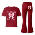 thumbnail image 4 of SonxaHe Valentine's Day Outfits for Big Girl Bow Print Short Sleeve Top Flared Pants Party Cozy Spring Outfits for Teen Red,Size 11-12 Y, 4 of 4