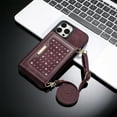 thumbnail image 5 of Tarise iPhone 14 Pro Max Wallet Case Cover for Women Men, iPhone 14 Pro Max Case with Strap, Glitter PU Leather Crossbody Strap RFID Blocking Phone Case for iPhone 14 Pro Max 6.7 inch 2022, Winered, 5 of 9
