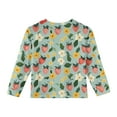 thumbnail image 3 of LTTVQM Girls Long Sleeve Shirts 1-2 Fall Casual Floral & Fruits Graphic T-Shirts Soft Blouses Fashion Clothes Crew Neck with Pocket Green 1-2 Years, 3 of 4