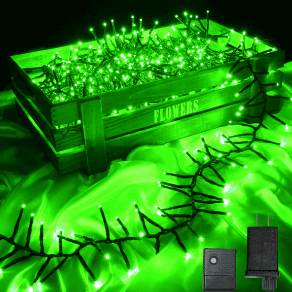 750 LED String Lights Cluster Lights - 41ft Green Green Wire Outdoor Waterproof Lights, Plug in Indoor String Lights with 8 Modes & Timer Memory for Xmas, Christmas Tree