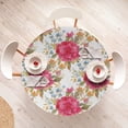 thumbnail image 4 of Ambesonne Floral Fitted Round Tablecloth, Bohemian Flowers in Bloom, 56"- 60" Diameter, Magenta Sage Green White, 4 of 5