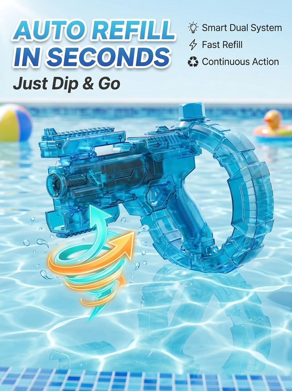 Electric Water Gun, Automatic Rechargeable LED Water Blaster, High-Pressure Squirt Gun with Light-Up Design for Pool & Beach