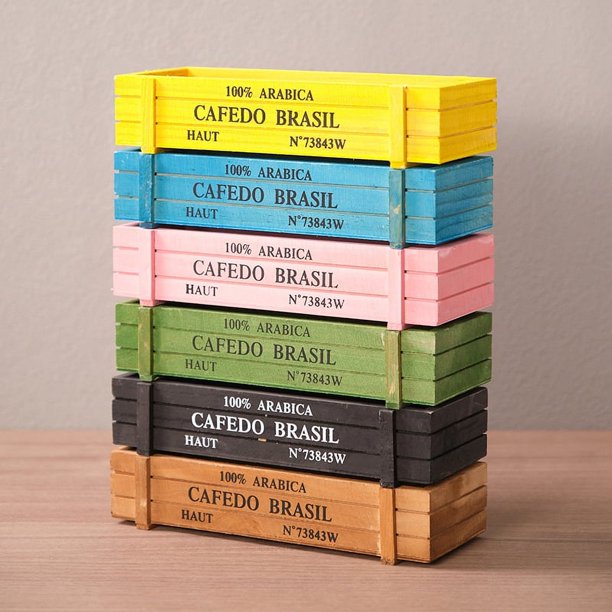 6 pc Macetas de plantas en maceta de balcón suculento de madera maciza macetas rectangulares bonsái caja de madera dividida