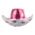 thumbnail image 3 of Love HER Sequin Cowgirl Hat Adjustable Multicolor Pink and White Stars, 3 of 3