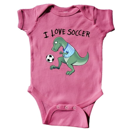 

Inktastic I Love Soccer-Dinosaur in Blue Gift Baby Boy or Baby Girl Bodysuit