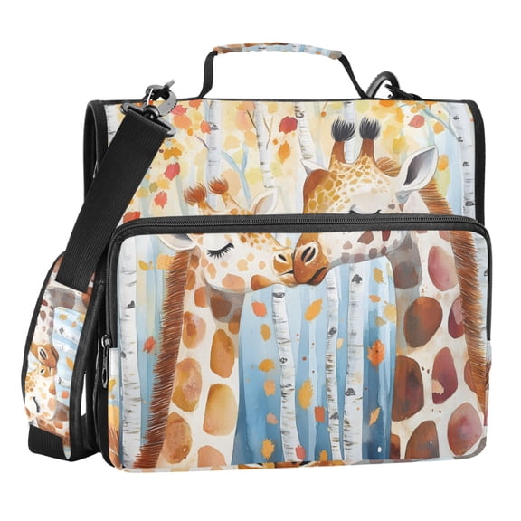 ALAZA Zipper Binder Bag Giraffes Forest Paint 3 Ring File Folder Binder Organizer Bag