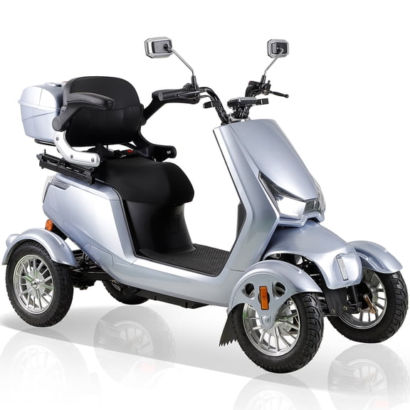 Xlluproid Heavy Duty 4 Wheel Electric Mobility Scooter,1000W Motor,500lbs Load,15MPH,31 Mile Range,3 Speed,20° Climbing,LED Lighting & Remote Key,Silver Travel Mobility Scooter for Seniors Adults