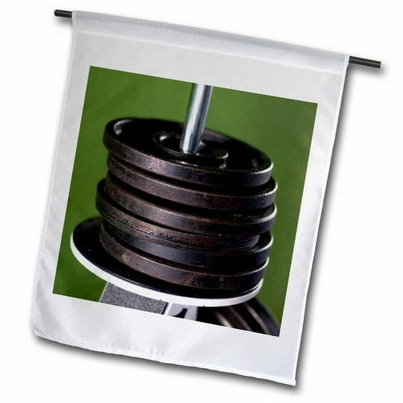3dRose, Close-up of gym weightlifting equipment., 12 x 18 inch Garden Flag