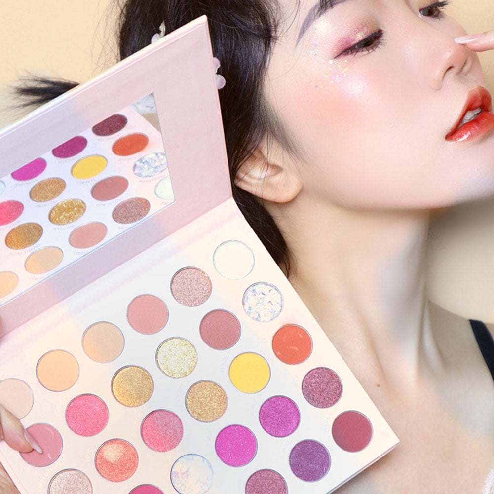 Shangqer 30 Colors Matte Pearlescent Sequin Glitter Non Smudge Eyeshadow Palette Cosmetic Walmart Com