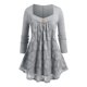 thumbnail image 1 of Botón de La Flor de Encaje Plisado Camiseta Rosegal Mangas largas de talla grande, 1 of 5