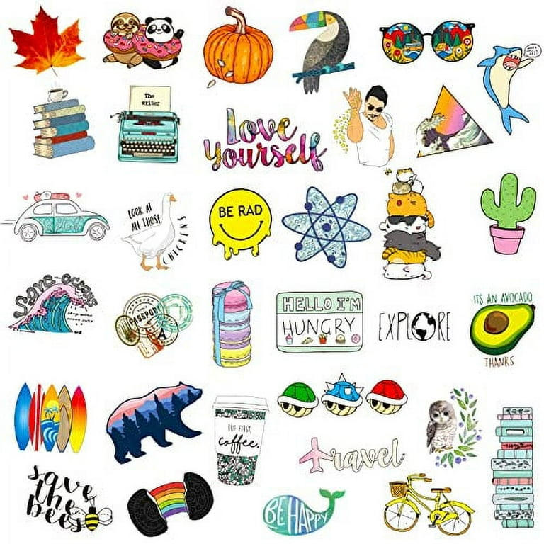 100 PCS Water Bottle Stickers, Laptop Vinyl Cute Waterproof Skateboard  Scrapbook Vsco Stickers Aesthetic Car Decals Computer Hydroflask Stickers  for Adults Teens Kids