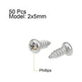 thumbnail image 2 of Uxcell 0.08''x 0.2'' Self Tapping Screws Pan Head Screw Fasteners Bolts  316 Stainless Steel Silver Tone 50 Pcs, 2 of 3