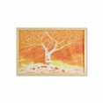 thumbnail image 1 of Fall Tree Wall Art with Frame, Murky Original Hand Drawn Painting with Birches and Rain Drops Color Habitat, Printed Fabric Poster for Bathroom Living Room, 35" x 23", Orange, by Ambesonne, 1 of 2