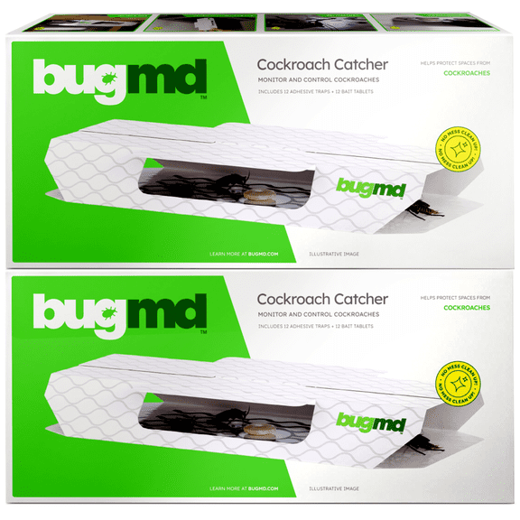 BUGMD Cockroach Catcher (2 Pack, 24 Traps) - Indoor Cockroach Killer & Roach Trap, Sticky Trap for Insect, Glue Traps Pest Defense
