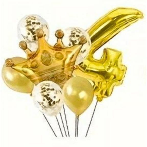 32 Inch large foil Rose Gold, Gold Number crown Balloons (No. 4)