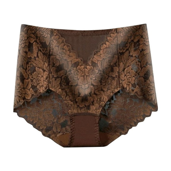 Womens Underwear High Waisted Comfortable Breathable Plus Size Full Coverage Lace Seamless Butt Lift Lace Briefs Panties