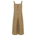 thumbnail image 6 of Breezora Women's Boho Floral Wide Leg Jumpsuit Casual Pleated Overalls with Pockets Summer Comfort Romper M Size Khaki, 6 of 9