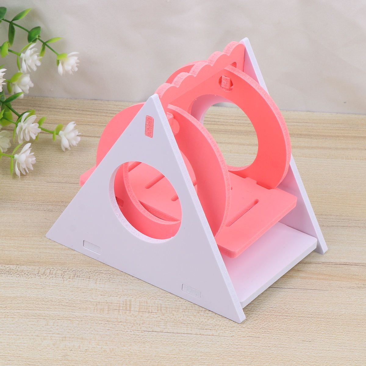 OUNONA Wooden Pet Swing for Small Birds and Hamsters Pink Eco Friendly Safe Hanging Playground