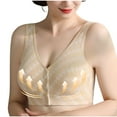thumbnail image 4 of Busydd Womens Bras High Support V Neck Sports Bra Full Figure Seamless Bralettes for Women No Underwire Solid Color Front Closure Bralettes Texture Comfort Everyday Underwear Plus Size Bras, 4 of 5