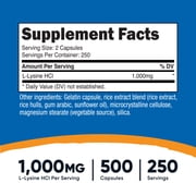 Nutricost L-Lysine 1000mg, 500 Capsules - 500mg Per Capsule, Health Supplement