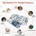 thumbnail image 6 of Vintage Fall Blue Throw Blanket, Flannel Fleece Blanket with Striped Design for Couch, Thanksgiving Botanical Pumpkins Soft Breathable All Season Plush Blankets for Loveseat Sofa Bed 60"x80", 6 of 9