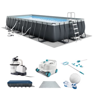 Intex 20'x10'x48 Prism Frame Oval Pool Set with Volleyball Game