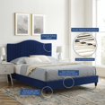 thumbnail image 4 of Tufted Platform Bed Frame, King Size, Velvet, Blue Navy, Modern Contemporary Urban Design, Bedroom Master Guest Suite, 4 of 10