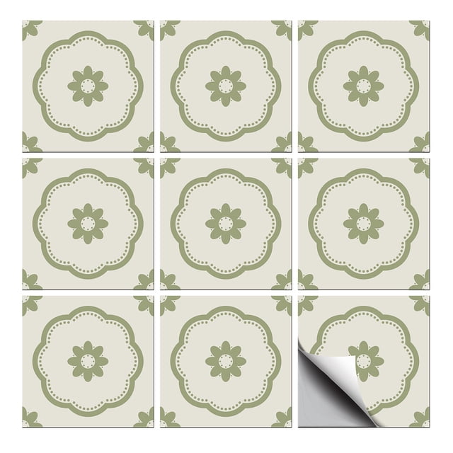 Waterproof PVC Tile Stickers for Kitchen Bathroom Waterprrof Wall Tiles Flower 100x100mm 36pcs/set DIY