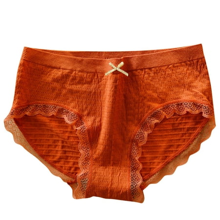 BYOIMUD Women s Lace Seamless Panty Butt Lift Cheeky Underwear Cotton Brief Underwear Cute Clothes Fashion Gift for Women 2023 Orange S