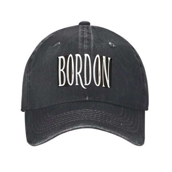 Vintage Cotton Washed Distressed Baseball Cap - Stylish Black Dad Hat with Bold ' BORDON ' Print for Men & Women Perfect for Golf and Casual Wear