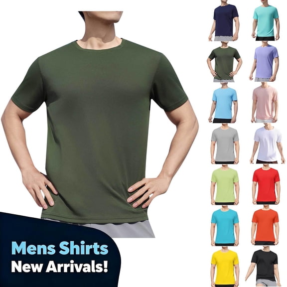 YODETEY Men’s & Big Men’s Crewneck T-Shirt,Men’s Solid Color Moisture-Wicking Performance Tees,Big and Tall Mint Green,Size XXXXL