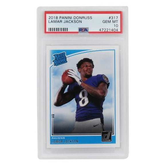 Schwartz Sports Memorabilia Lamar Jackson Baltimore Ravens 2018 Panini Donruss Football No.317 RC Rookie Card - PSA 10 Gem Mint