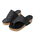 thumbnail image 2 of Sandals for Women 2025, Xunlbb Women's Summer New Plus-size Flip-flops Wedge With Stylish Beach Casual Sandals(Black,Size:36), 2 of 7